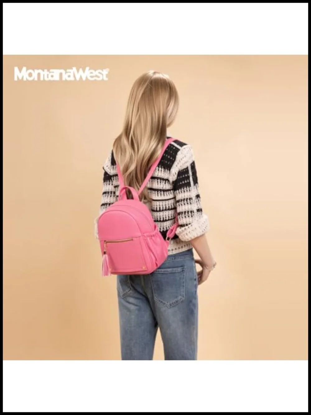 Mini Backpack Purse Anti Theft Secure Lock 4 Pockets Tassel Faux Leather